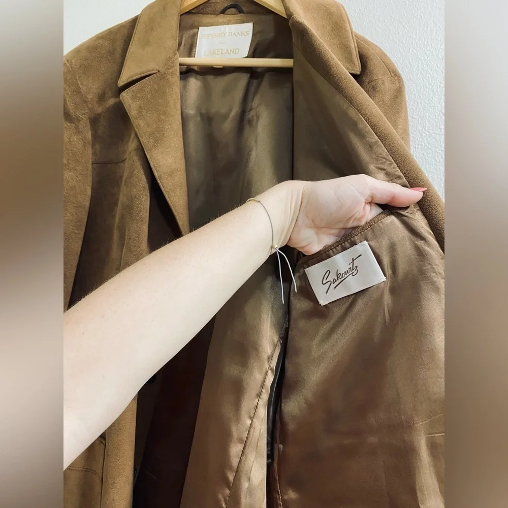 Jeffery Banks for Lakeland Size 46 Brown Ultra Suede Sports Coat Blazer